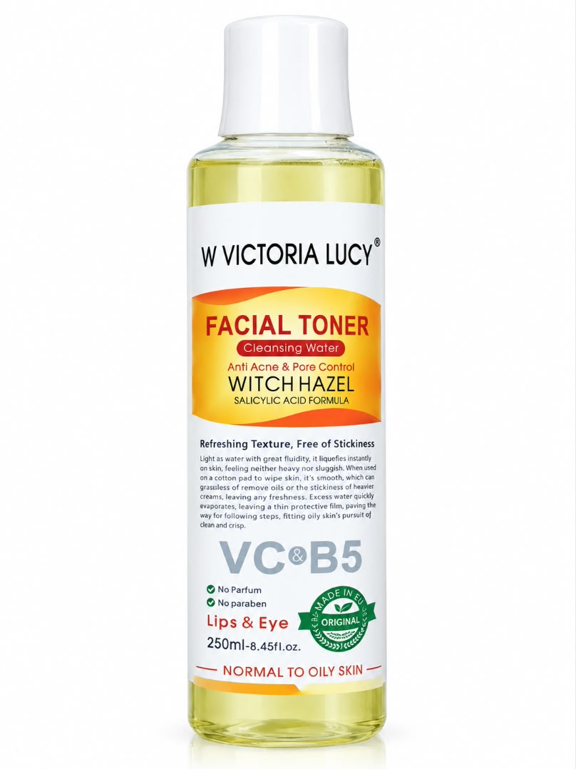 WhatsApp Image 2026-09-27 at 14.31.27 تونر صورت ویکتوریا لوسی مدل Witch Hazel Victoria Lucy Facial Toner – Witch Hazel & Salicylic Acid تونر پاککننده و کنترلکننده چربی و منافذ، مناسب پوست نرمال تا چرب. این محصول با فرمول حاوی عصاره ویچهیزل (Witch Hazel) و اسید سالیسیلیک به پاکسازی پوست و کمک به کنترل چربی و ظاهر منافذ کمک میکند. - تصویر 1