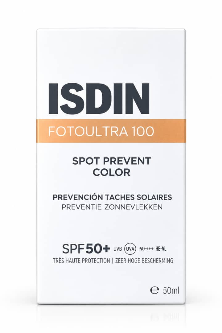 WhatsApp Image 2026-09-30 at 16.11.00 ضدآفتاب رنگی ISDIN Fotoultra 100 Spot Prevent Color SPF 50+ یک ضدآفتاب رنگی با محافظت بسیار بالا SPF 50+ برای استفاده روزانه است که علاوه بر محافظت در برابر اشعههای UVA و UVB، به پیشگیری از ایجاد و تشدید لکهای ناشی از نور خورشید کمک میکند - تصویر 1